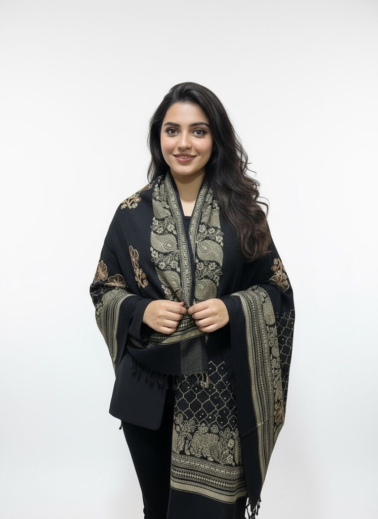 Shehzaadi Black Weave shawl